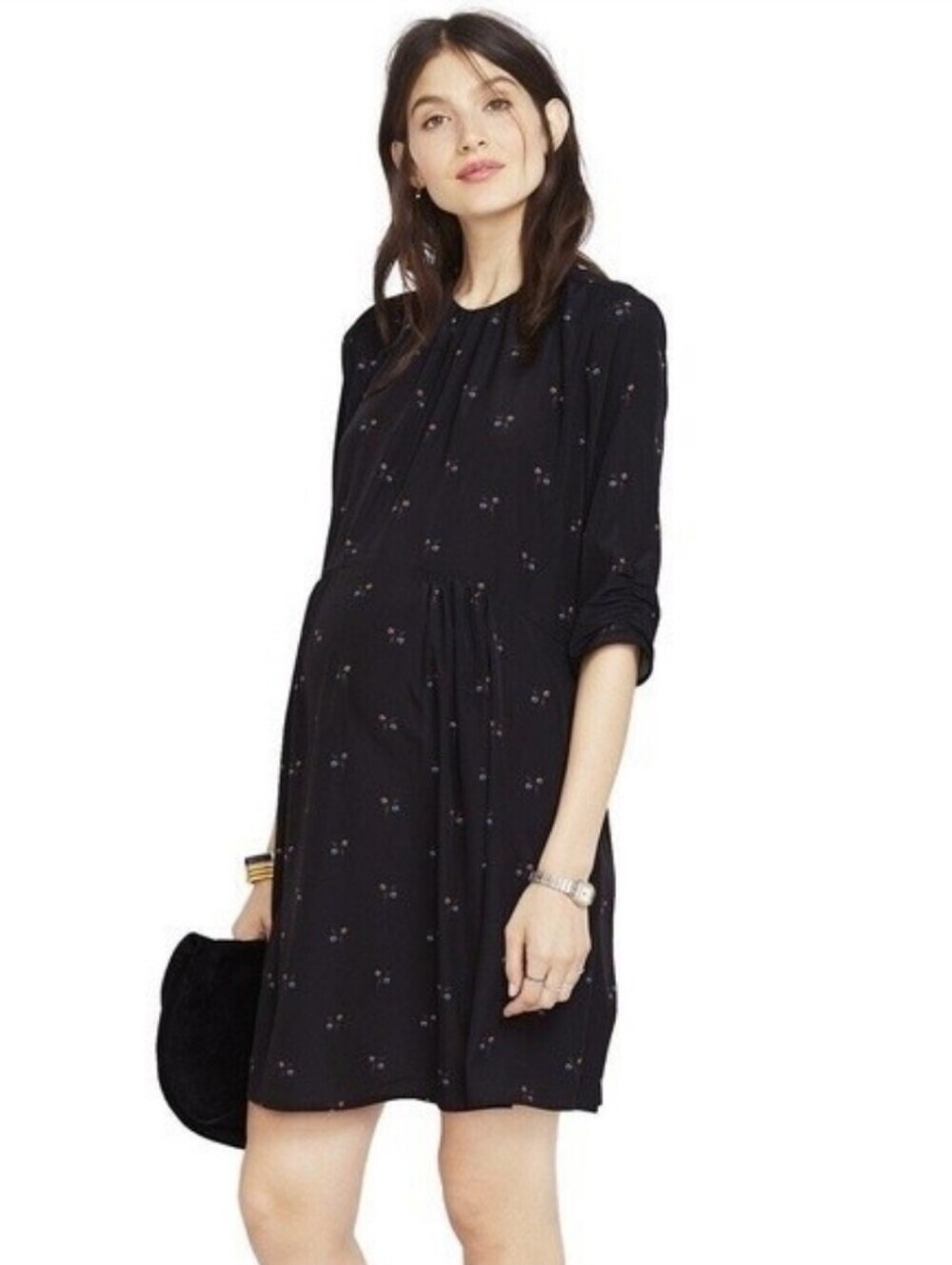 Hatch Emma Black Woodland Floral Maternity Dress